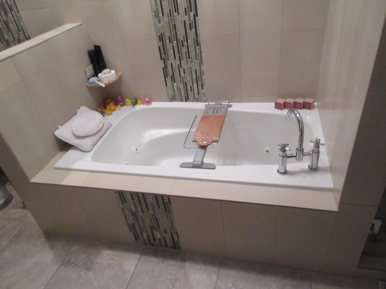 A finished tiled bathroom